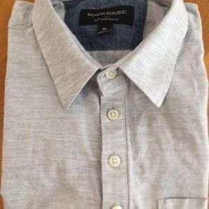 Men's Banana Republic s/s Pullover Blue-Gray Oxford Dress Shirt Sz M